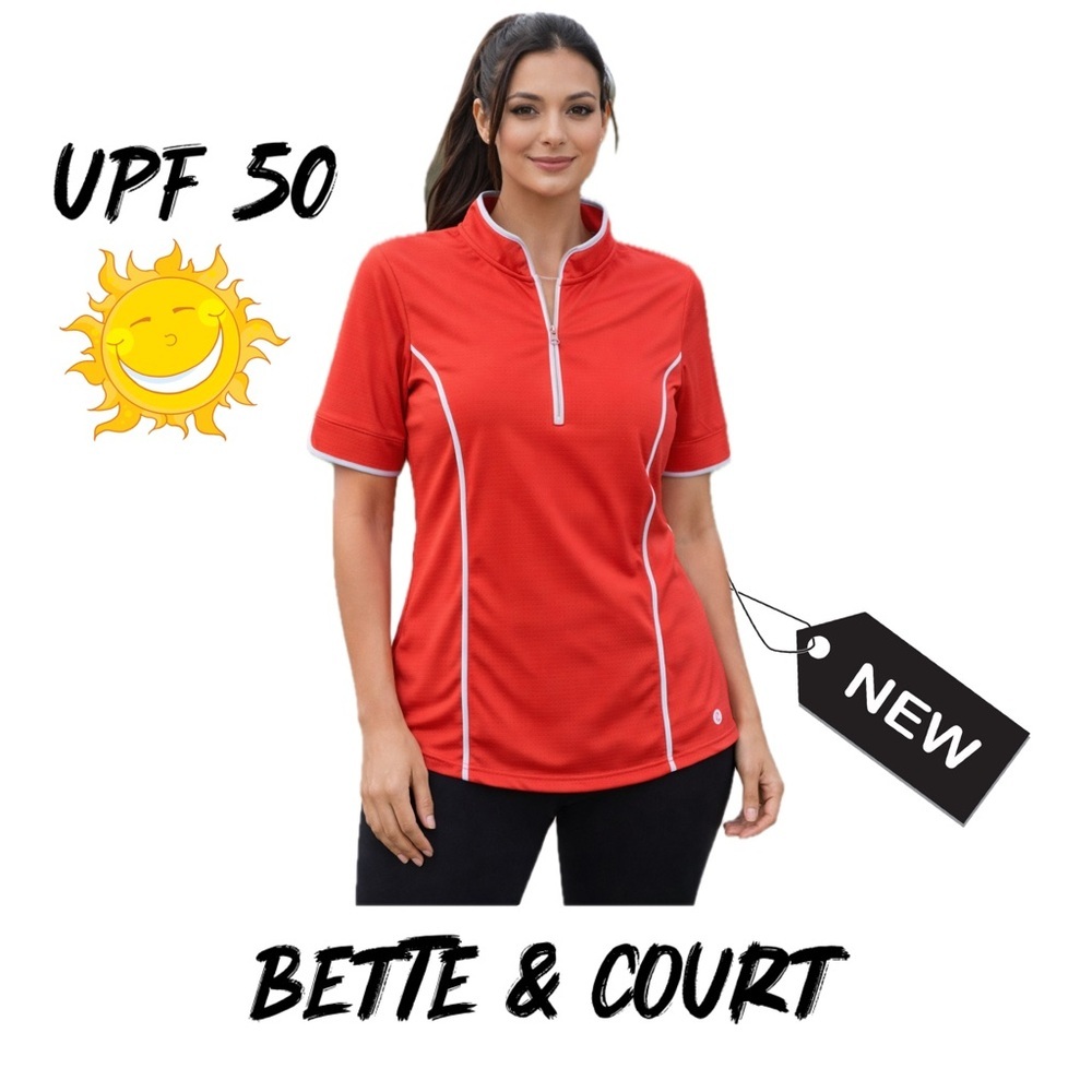NWT Bette & court wmns short sleeve lightweight 1/4 zip UPF 50 Top size M